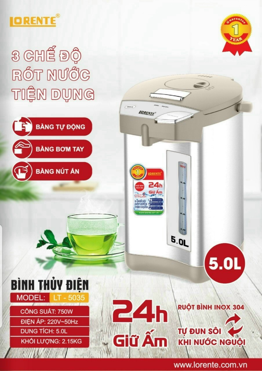 Bình thủy điện tử thông minh lorente lt-5050- 5lit