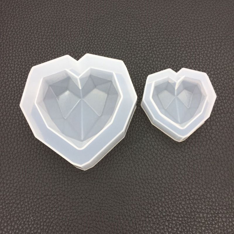 Khuôn silicon trái tim bề mặt diamond đổ resin