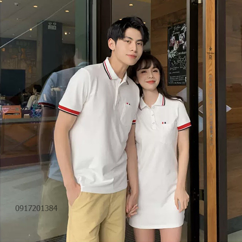 Đầm Thun Đôi trắng viền