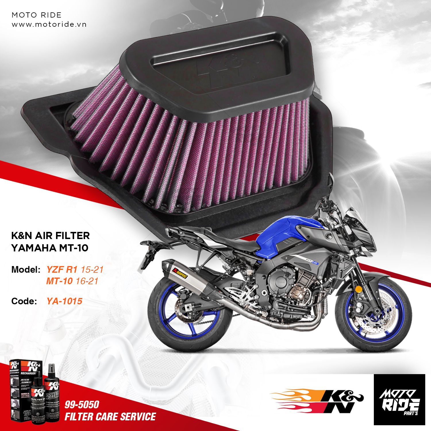 K&N YA-1015 LỌC GIÓ ĐỘ CHO YAMAHA R1 / MT-10