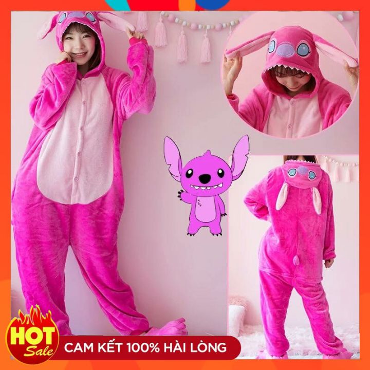 Bộ Đồ Thú Stitch Hồng Đủ Size