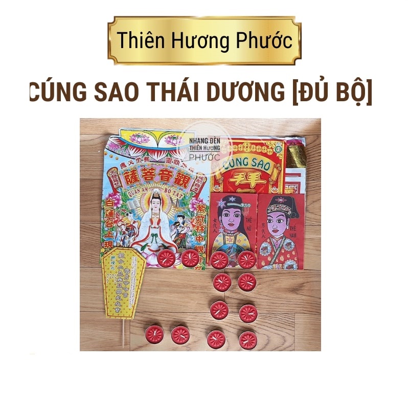 Vangma.net-Giấy cúng sao Thái Dương gồm vàng mã đèn cầy và bài vị sao