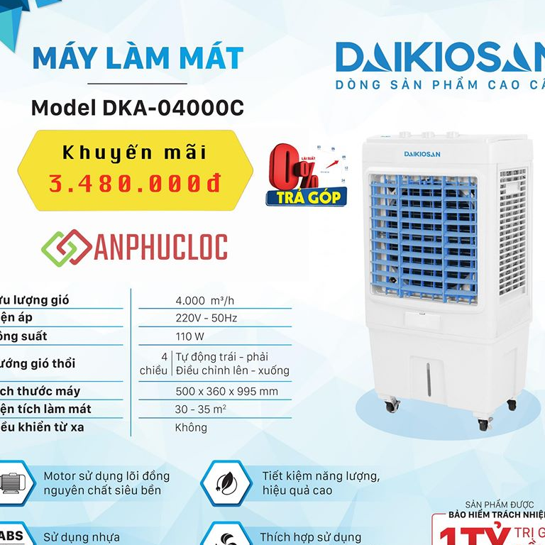 Quạt điều hoà Daikiosan DKA-04000C