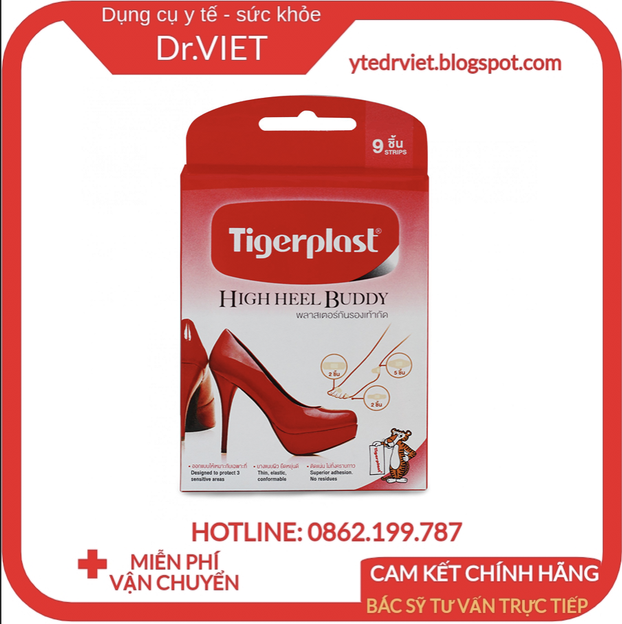 Miếng dán bảo vệ gót chân Tigerplast High heel buddy chính hãng Thái Lan-Băng dán đệm gót chân cho người đi giày cao gót