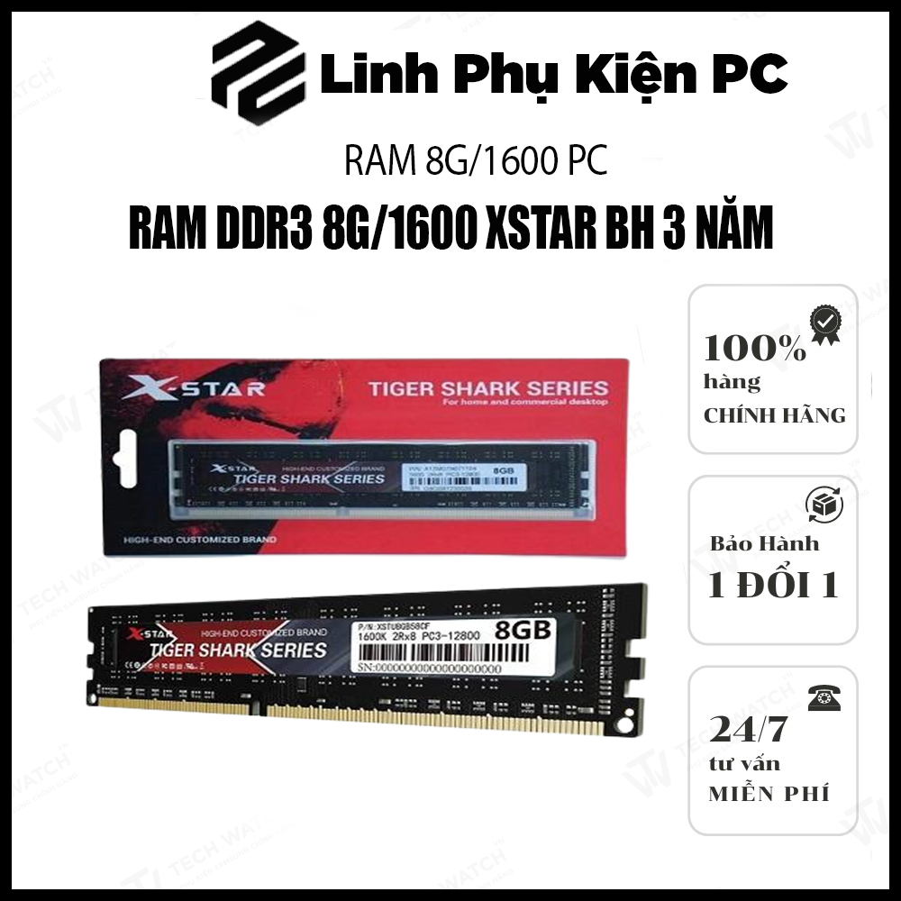 RAM PC XSTAR DDR3 8GB BUS 1600 HÀNG MỚI BẢO HÀNH 3 NĂM