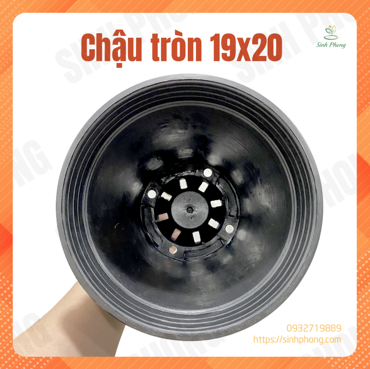 Chậu tròn 19x20 đen, dày + cứng + bền, SL: 10 cái