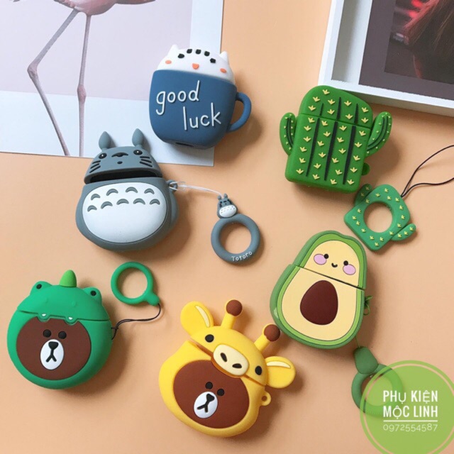 Case vỏ bao airpod đựng tai nghe không dây 1 2 i11 i12 i18 i100 ... cute