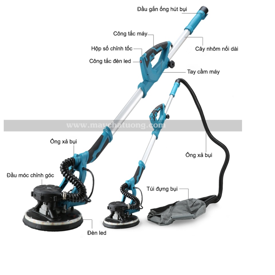 MÁY CHÀ NHÁM TƯỜNG CÂY 1,2M . cần nối Tối đa 2,3m-Có đèn-Bảo hành 6 tháng