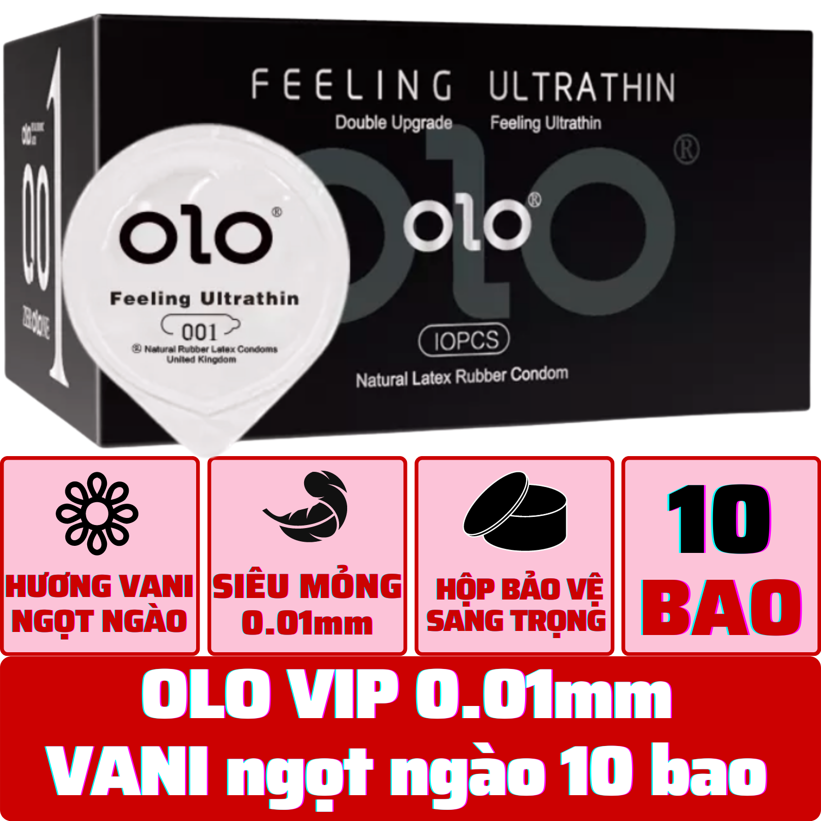 Bao Cao Su Durex Invisible Siêu Cực Mỏng Hộp 10 Cái