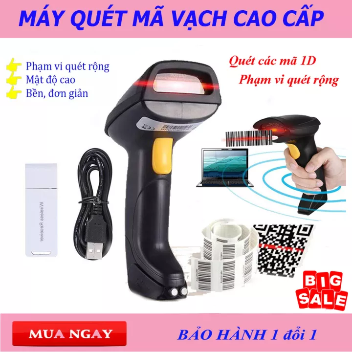 Máy quét mã vạch Qrcode, Đầu đọc mã vạch Barcode Qrcode dùng trên máy tính, Máy bắn mã vạch không dây kết nối Bluetooth/ USB/ Có dây dùng trên Máy tính