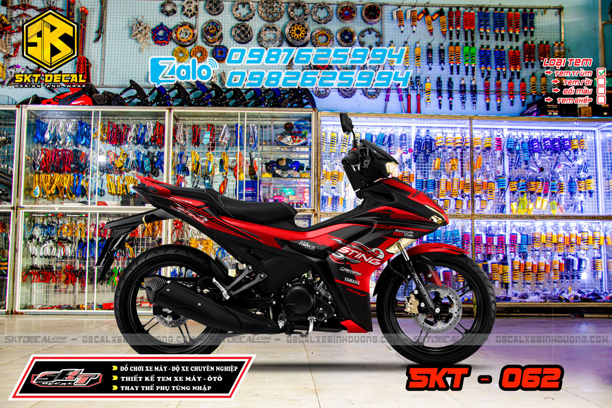 tem trùm exciter 155 đỏ đen sting