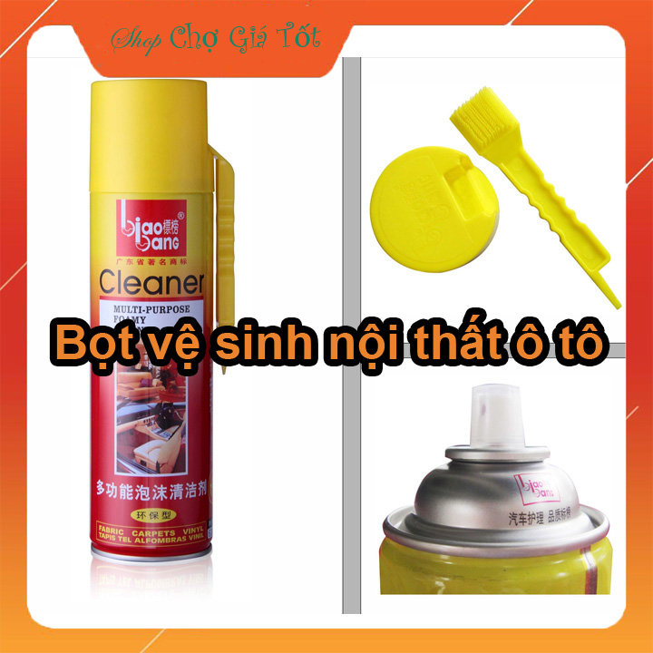 Chai bọt VỆ SINH NỘI THẤT ô tô đồ da nỉ đệm ghế Biaobang 620ml