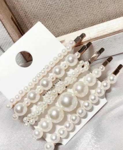 SET 5 KẸP TÓC  ĐÍNH NGỌC TRAI GIẢ DỄ THƯƠNG