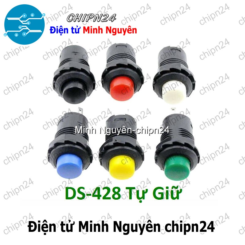[2 cái] (F82) Nút nhấn Tự Giữ DS-428 (Đường kính 12MM 1.5A 250V Đỏ/Vàng/Xanh Lá/ Xanh Dương/Trắng/Đen) - [Chọn Loại] - HHH.00132