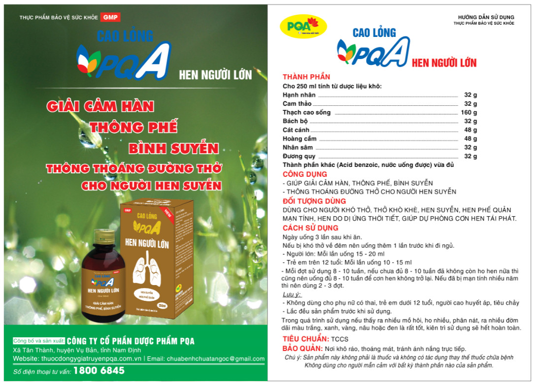 PQA Hen người lớn- chai 250ml