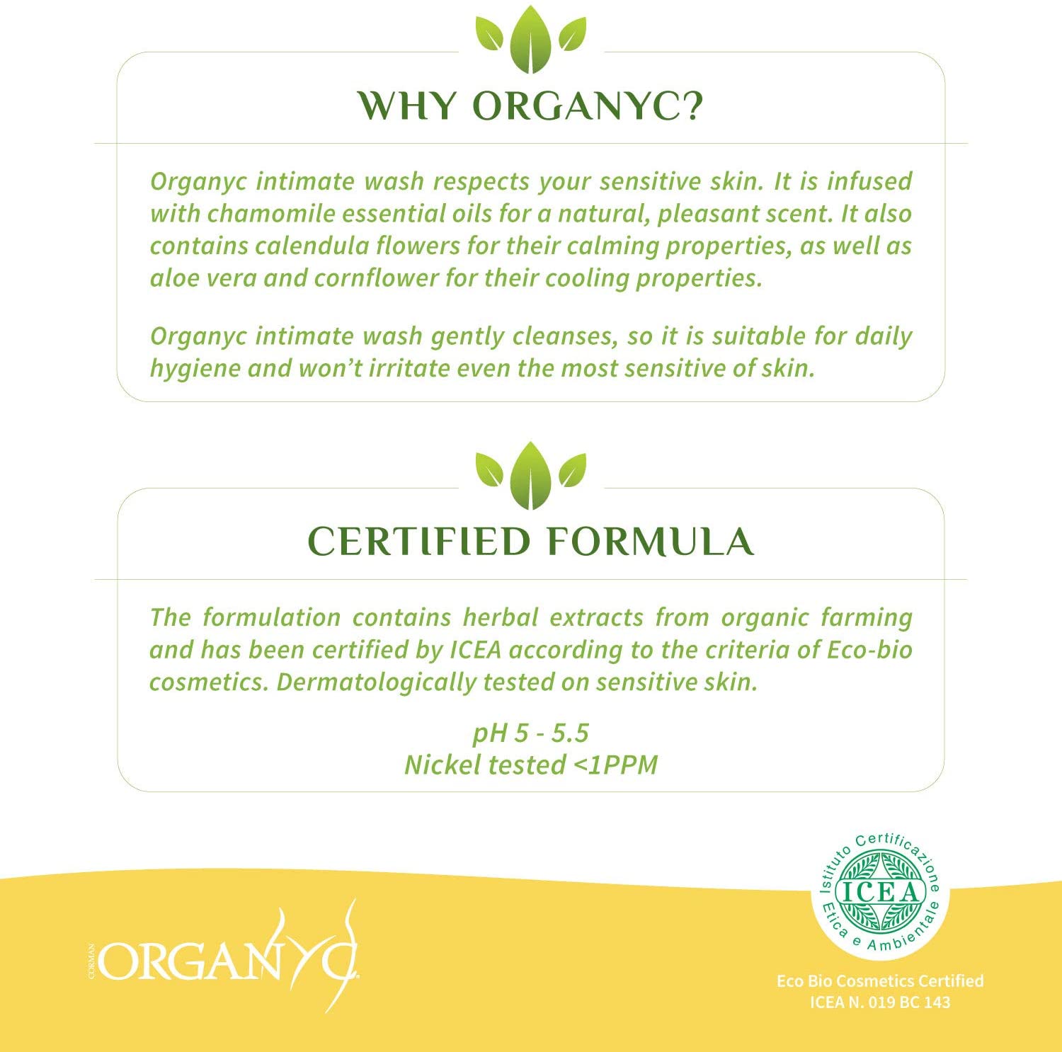 Organyc Intimate Wash for Sensitive Skin, 8.5 Fluid Ounce