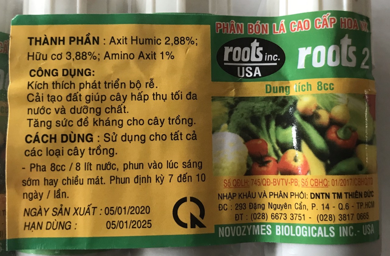 10 Ống phân bón lá cao cấp Hoa Kỳ- Roots 2 - 8ml