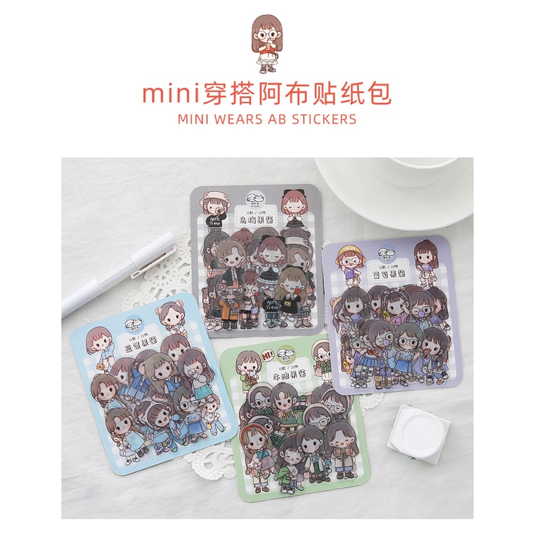 Miếng dán sticker trang trí sổ tay bé gái (40 miếng)