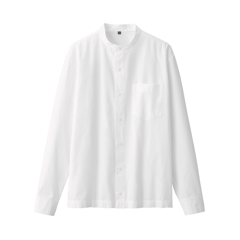 Muji Áo Sơ Mi Cotton Washed Sợi Dài