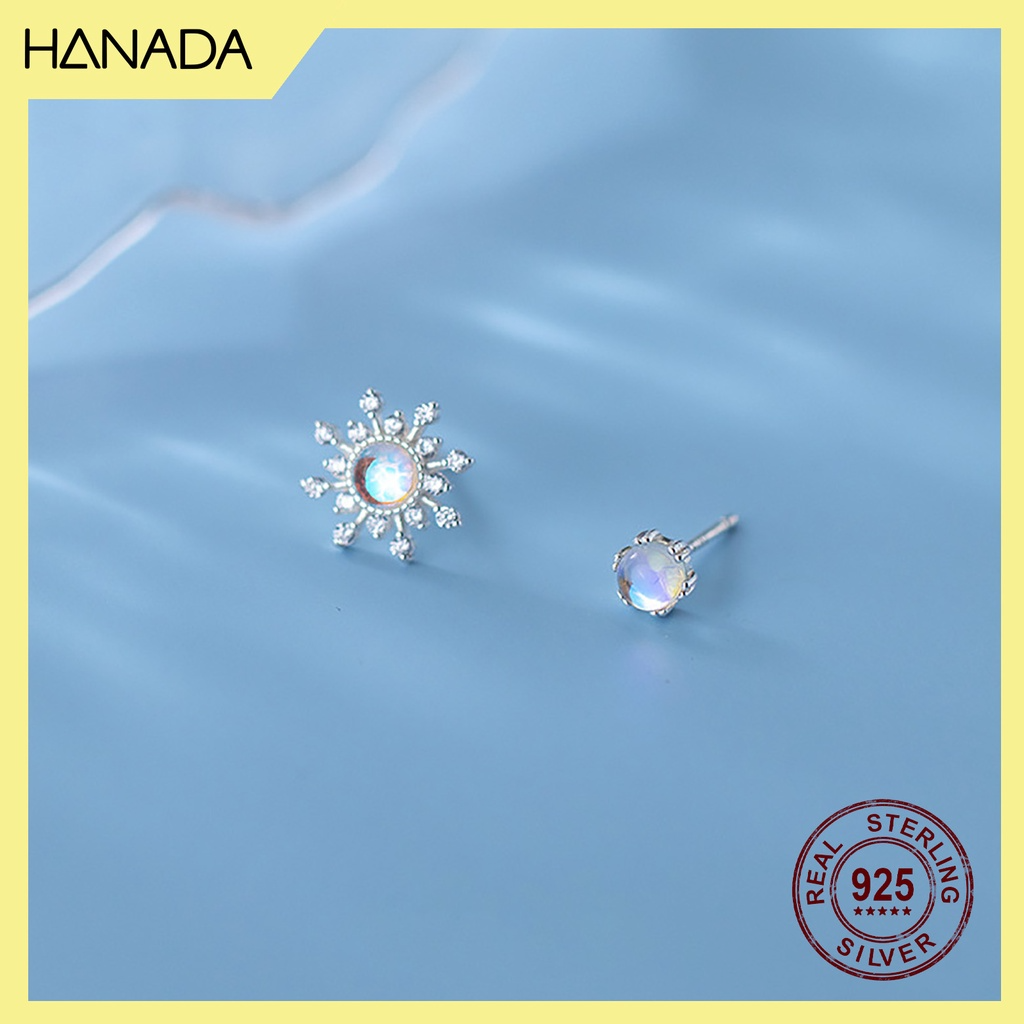 Bông Tai Bạc 925 Hanada Sao Đá Bất Đối Xứng 0376