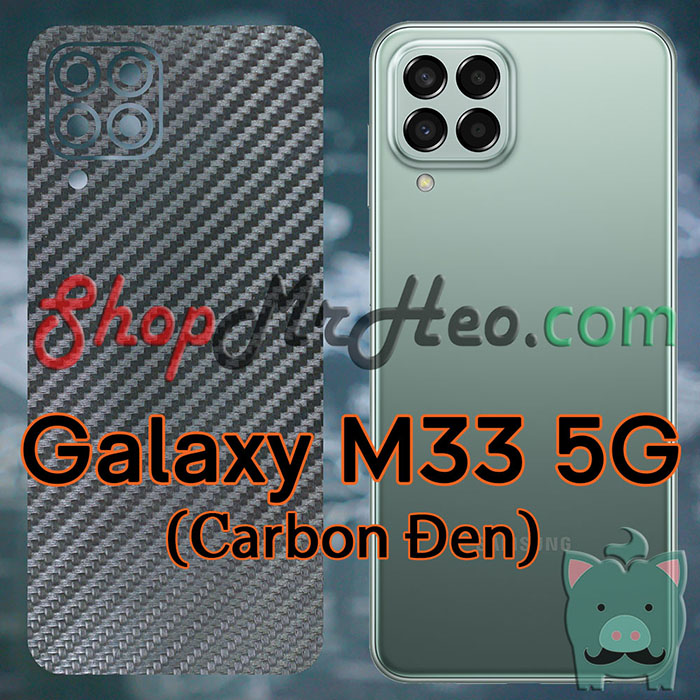 Skin Dán Mặt Sau Lưng Samsung Galaxy M33 5G (Carbon, Hình Hộp, Nhám, Vân Da, Nhôm Xước)