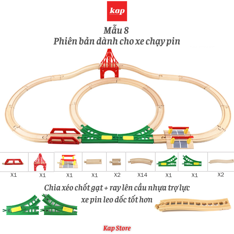 [HCM]Các set đường ray xe lửa gỗ (không gồm xe và phụ kiện trang trí)