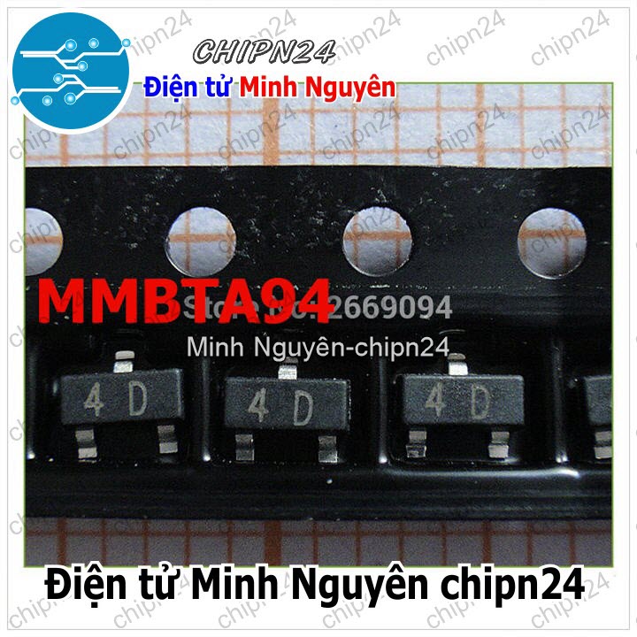[10 con] (G3.2) Transistor Dán A94 (4D) SOT-23 PNP 300mA 400V (SMD) (KSP94 MMBTA94) - HH004294