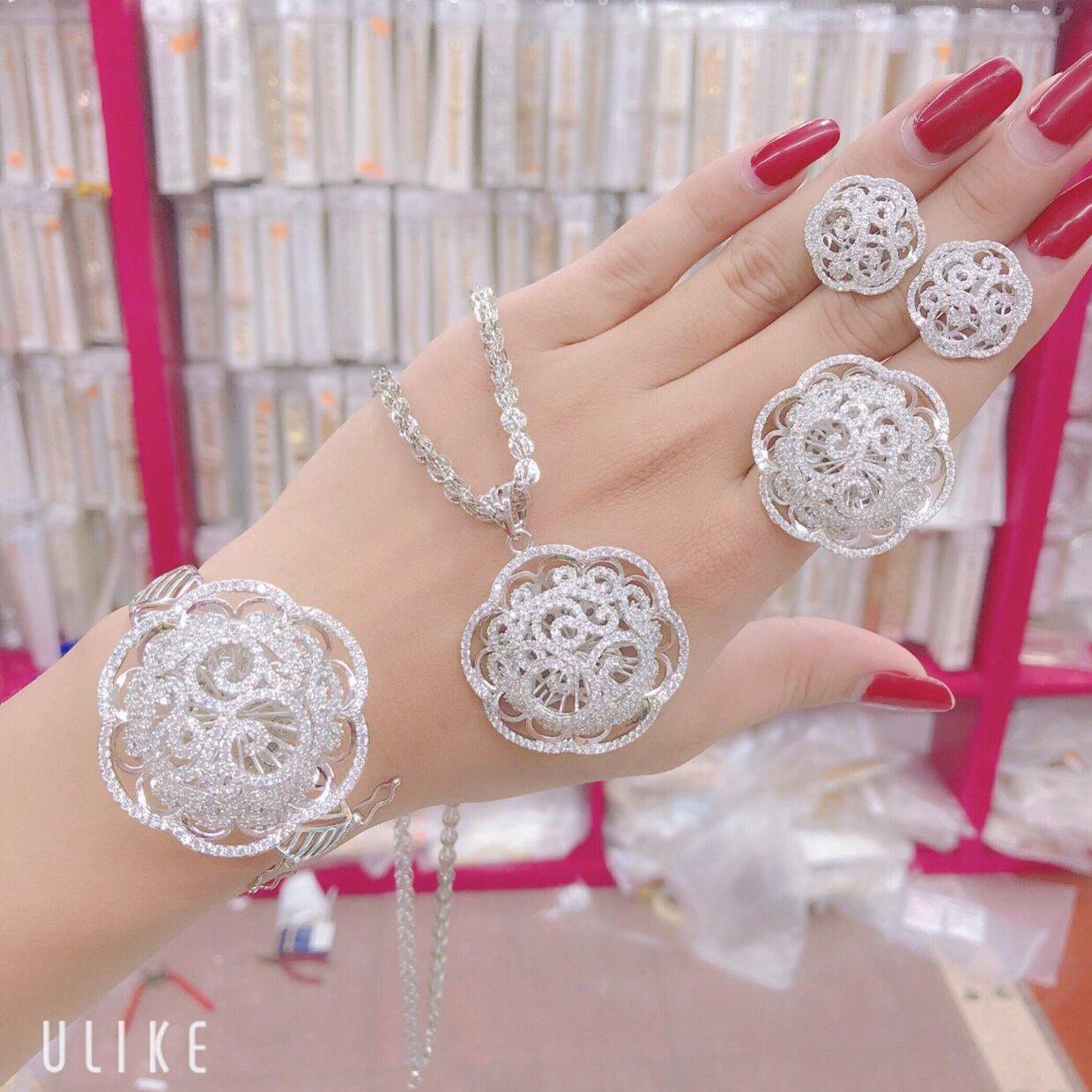 Bộ Trang Sức Bạc KB413041917 Gadoshop (Không Bay Màu Không Đen) - Dùng Đi Tiệc Cực Kì Sang Chảnh