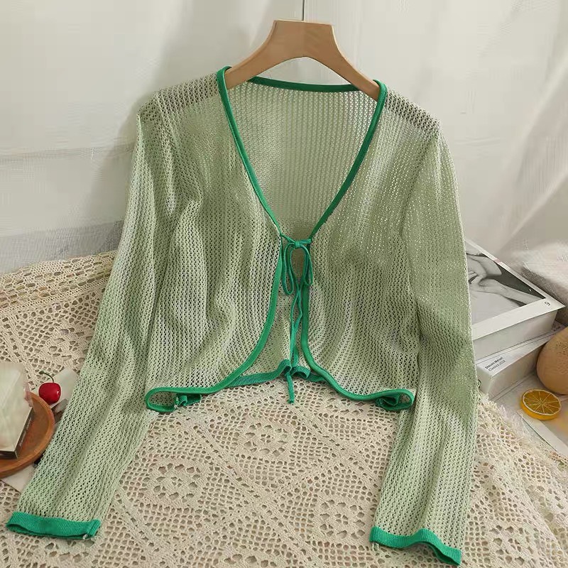 Áo Khoác Len Lưới Dây Buộc Cực Xinh