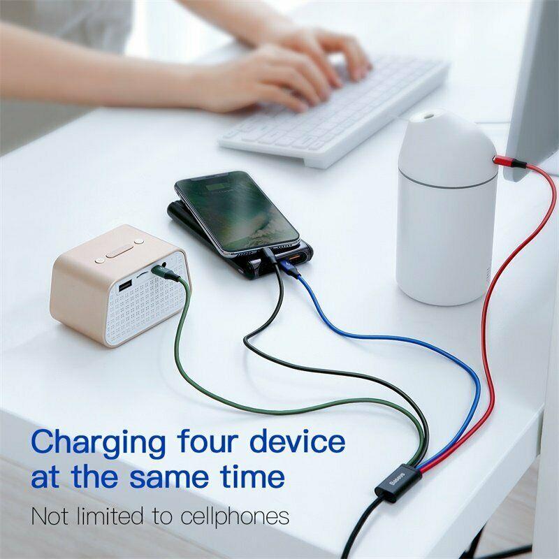 Baesus 4 in 1 Multi USB Charger Charging Cable Cord for iPhone Type C Micro USB