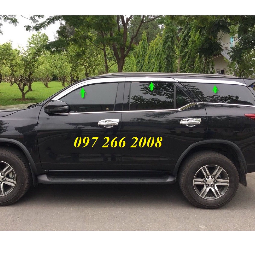 Vè che mưa mạ crom xe toyota fortuner 2017- 2021, 2022, 2023- 6 chi tiết- hàng hàn quốc