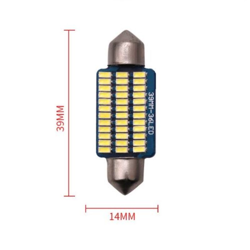 COMBO 2 BÓNG LED TRẦN Ô TÔ , XE HƠI 3014-39MM 36 LED HÃNG YOBIS