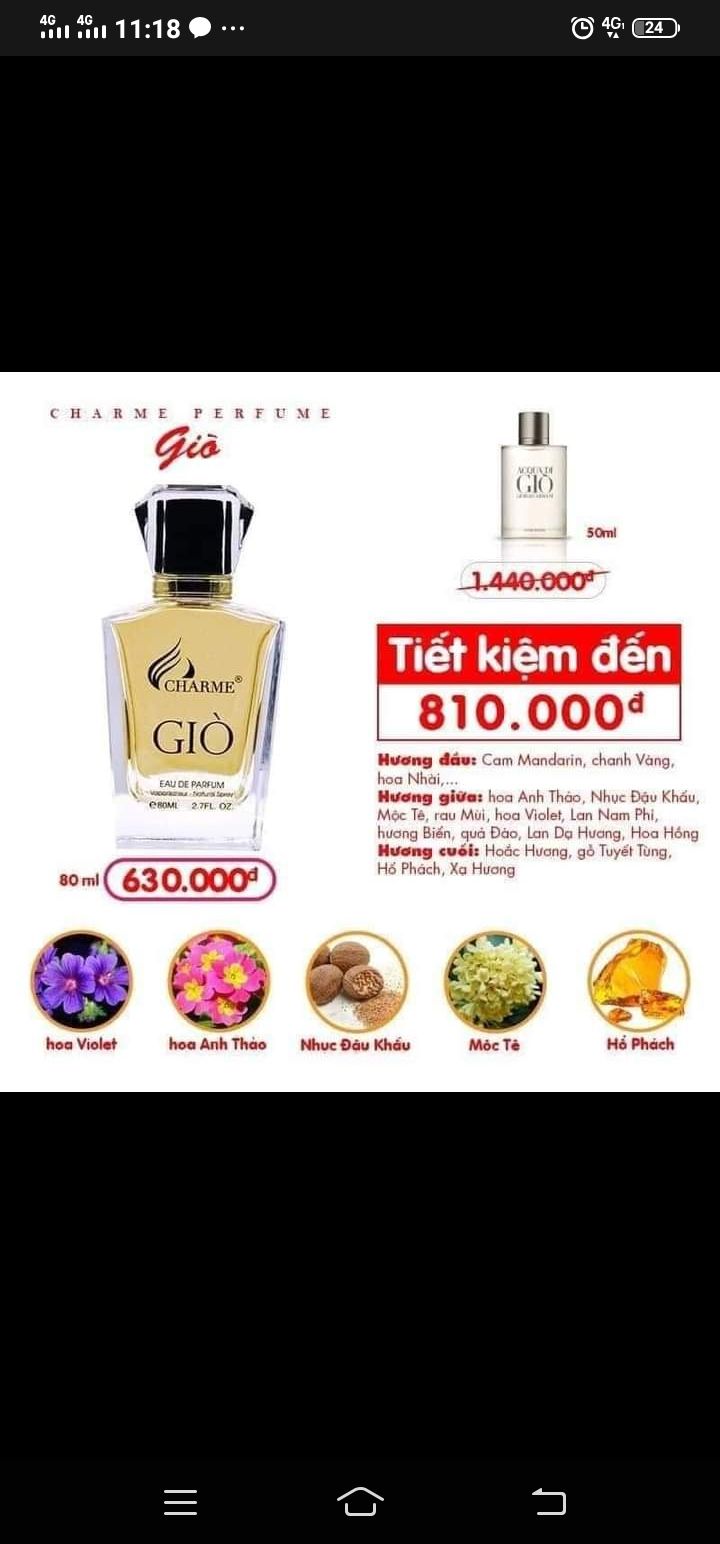NƯỚC HOA GIO 80ML - MẪU CŨ DÀNH CHO NAM