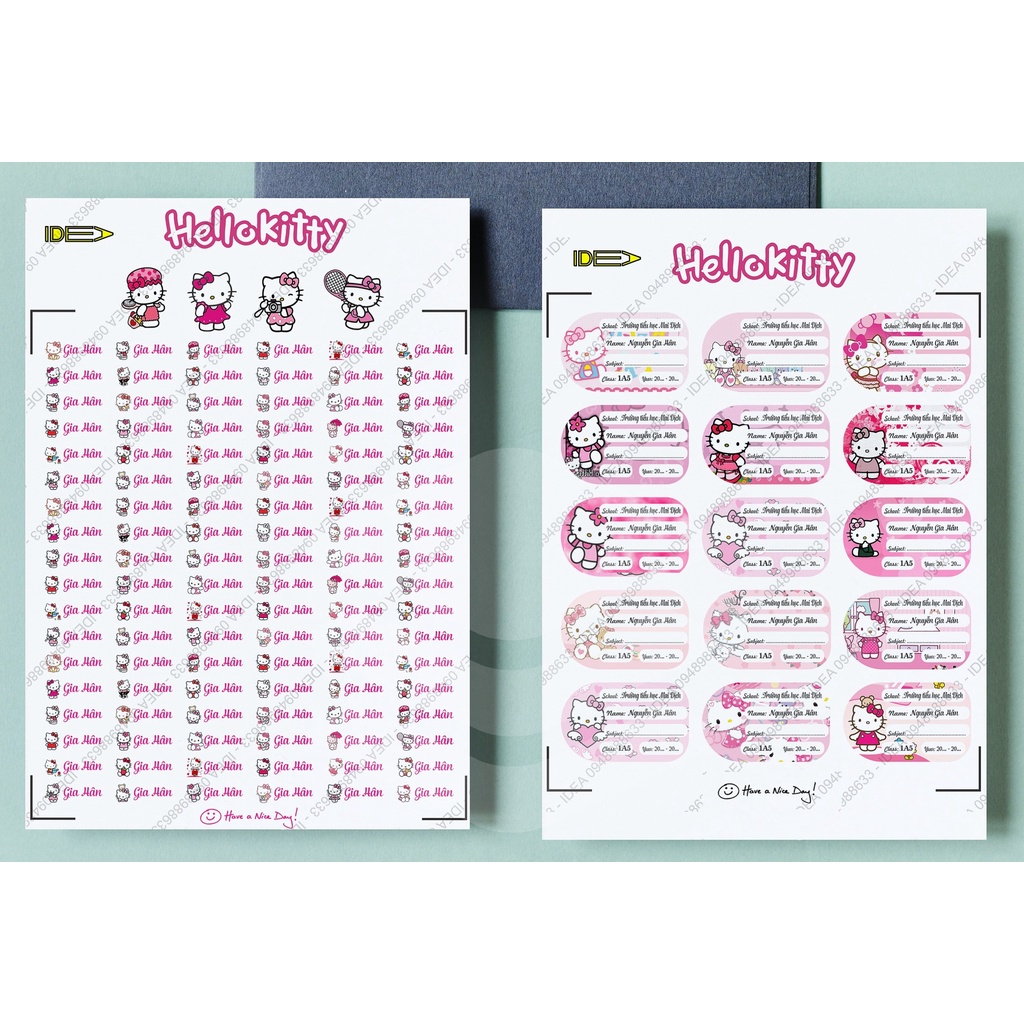 108 sticker + 45 Nhãn vở in riêng tên bé