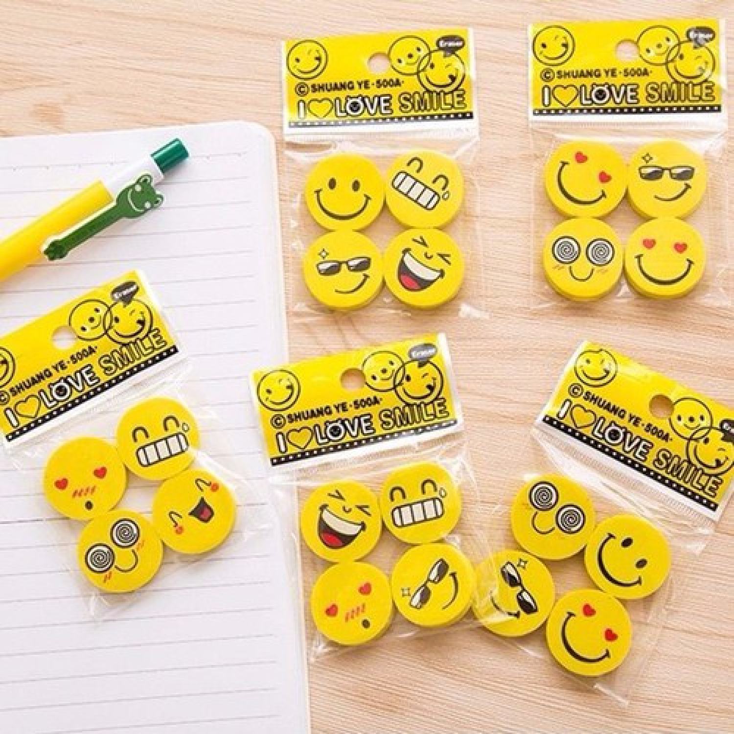 Gôm tẩy hình mặt cười (túi gồm 4 cục) dễ thương