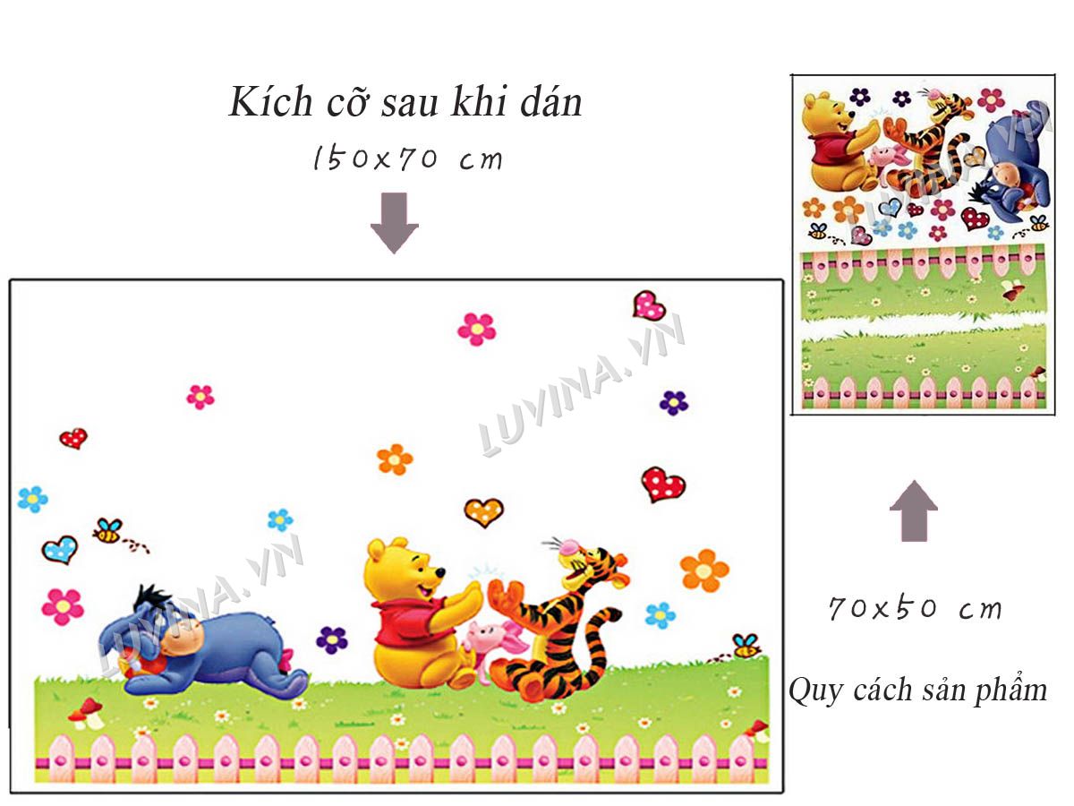 [HCM]DECAL DÁN TƯỜNG COMBO GẤU POOH