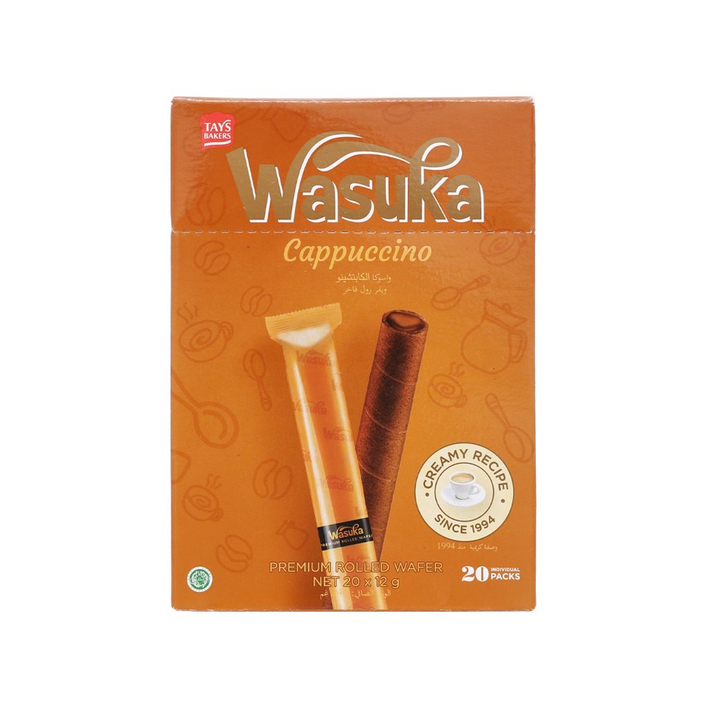 Bánh Quế Wasuka Premium Rolled Wafer Vị Cappuccino (Hộp 240g)