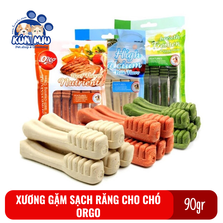 [Hoàn Tiền 10%] Xương gặm cho chó Orgo 90gr gói 6 thanh hình bàn chải giúp sạch răng, thơm miệng và bổ xung canxi