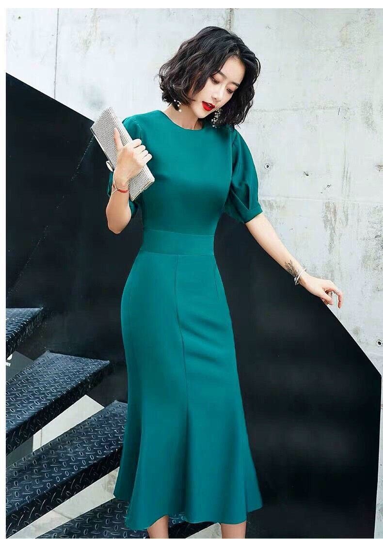 Đầm ôm body đuôi cá tay phồng cao cấp