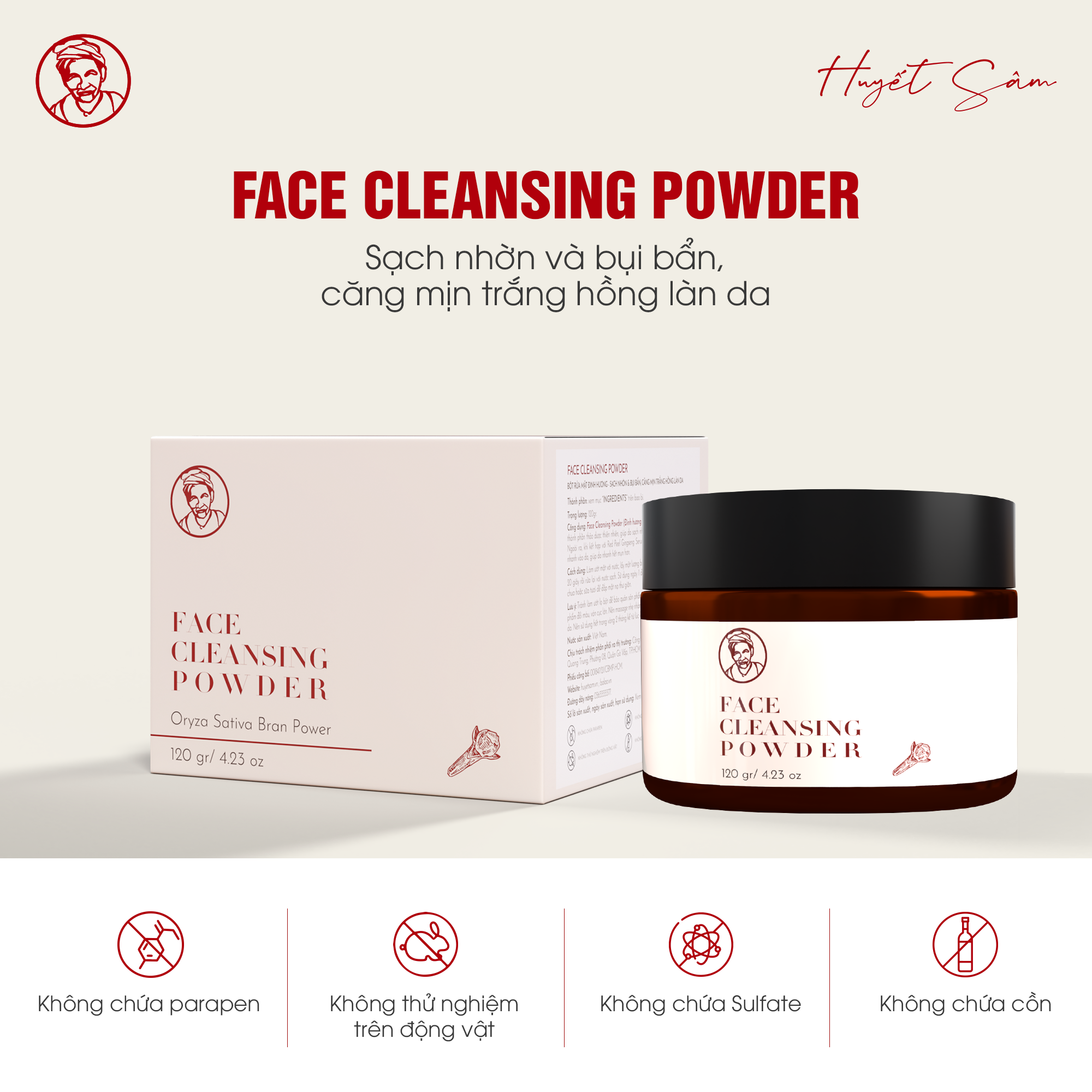 Face Cleansing Powder 120gr - Bột rửa mặt Đinh Hương Bà Lão Mới