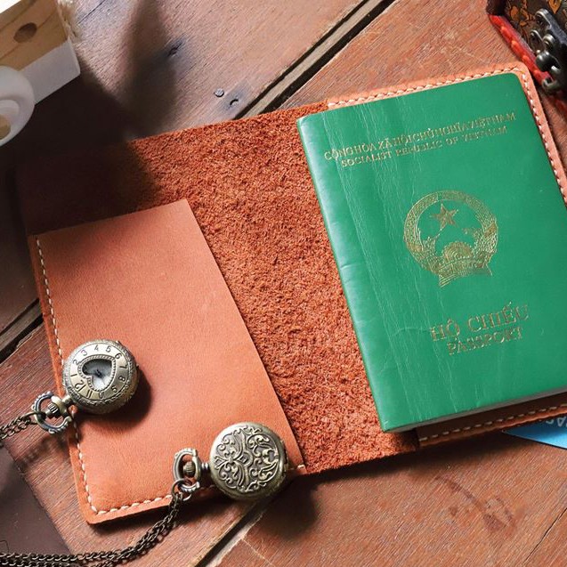 Ví đựng hộ chiếu passport cover da thật handmade