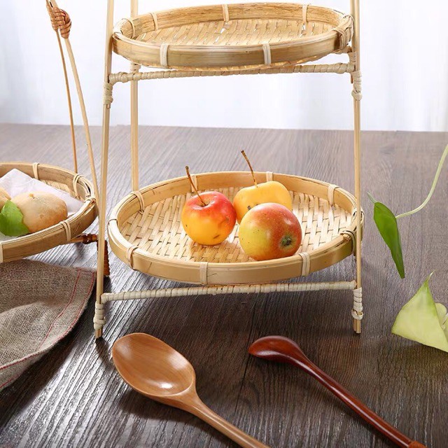 Mẹt tre tầng đựng đồ ăn trang trí( gồm mẹt và kệ)