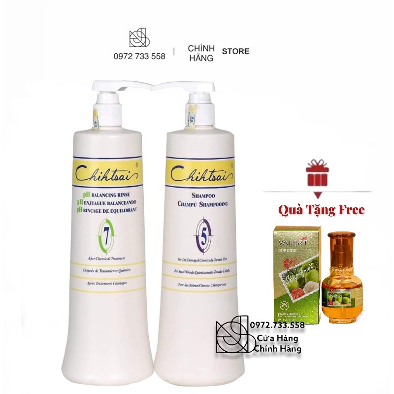Tặng tinh dầu - cặp dầu gội xả siêu mượt phục hồi tóc hư tổn chihtsai no.5 & no.7 1000ml x 2