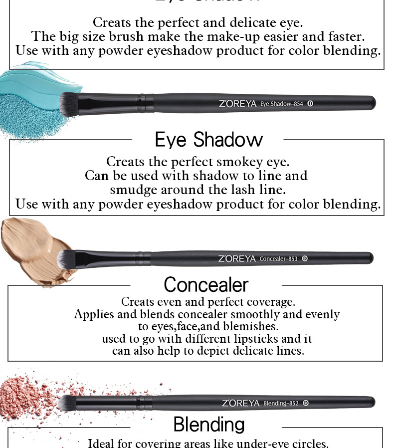 [HCM]Bộ cọ makeup cá nhân 15 cây Zoreya (Đen)
