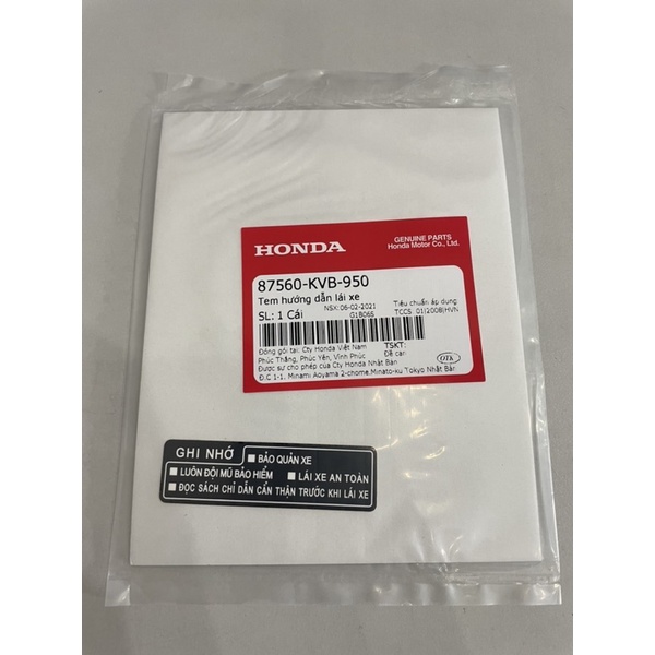 Tem Thông Số Lốp SH 2020  honda