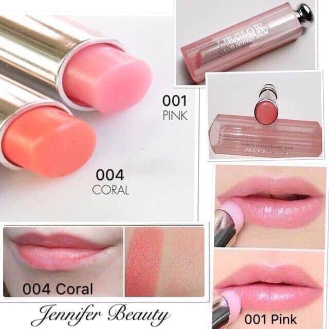 Sét son dưỡng môi d.ior addict lip glow 001 pink và 004 coral