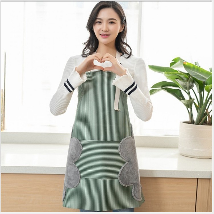 Tạp dề kẻ hoa có khăn lau tay chống nước