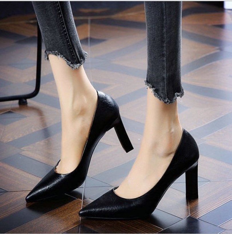 (Bảo hành 12 tháng) Giày cao gót nữ gót trụ vuông bít mũi thanh lịch - Giày nữ gót cao 9cm - Giày da mềm 2 màu Đen và Kem - LInus LN298 giá rẻ
