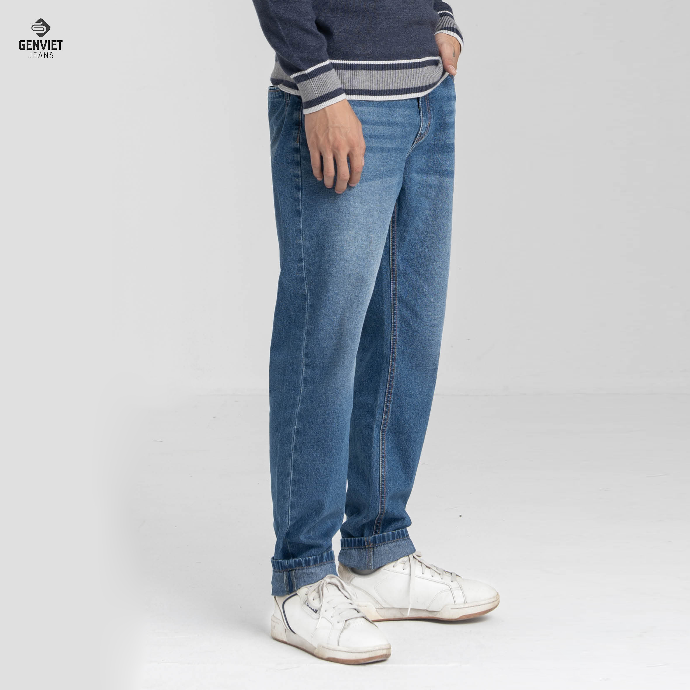 Quần Jeans Nam GENVIET JEANS Quần Bò Denim Col Thụng T1104J8013