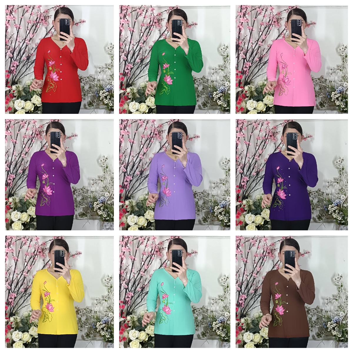 Áo Bà Ba Thêu Hoa_Áo Lẻ (Không Quần)